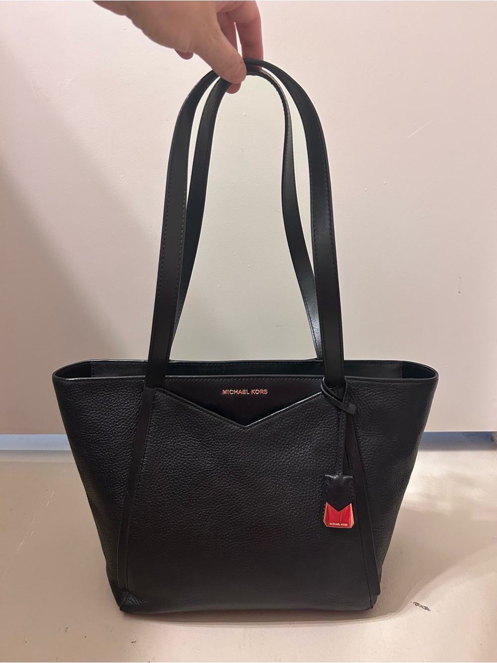 Michael Kors Womens Black Whitney Pebbled Leather Tote Bag